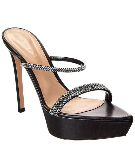 Gianvito Rossi Black Cannes 85 Leather Platform Sandal