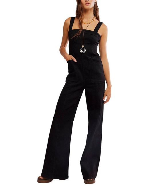 Free People Blue Suns Out Bootcut Jumpsuit