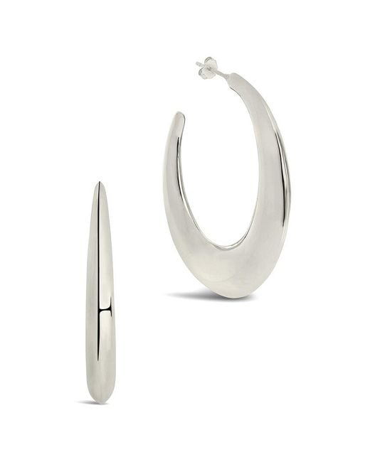 Sterling Forever White Trixie Tube Hoop Earrings