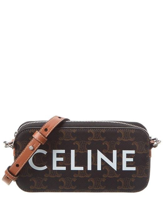 Céline Brown Coated Canvas & Leather Horizontal Pouch