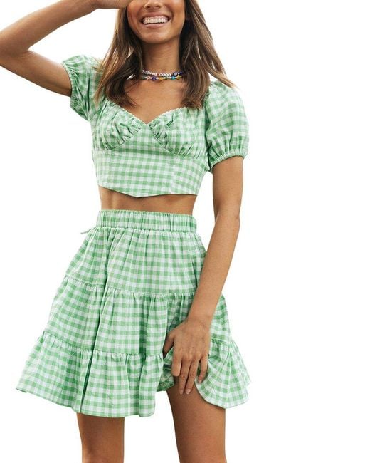 ENJOY PETRA Green 2Pc Top & Skirt Set