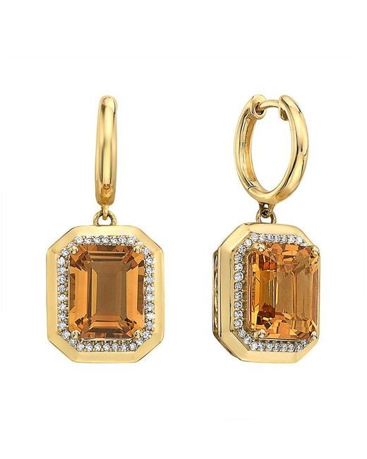 Effy Fine Jewelry Metallic 14K 6.58 Ct. Tw. Diamond & Citrine Earrings