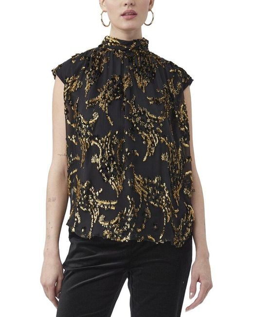 Trina Turk Black Imogene Silk-Blend Top