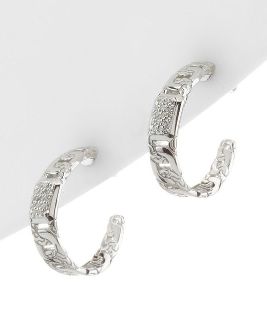 John Hardy White "Classic Chain" 0.20 Cttw. Diamond Hoops
