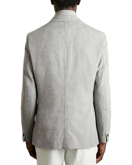 Reiss Gray Patch Notch Gilet Wool- Blend Blazer for men