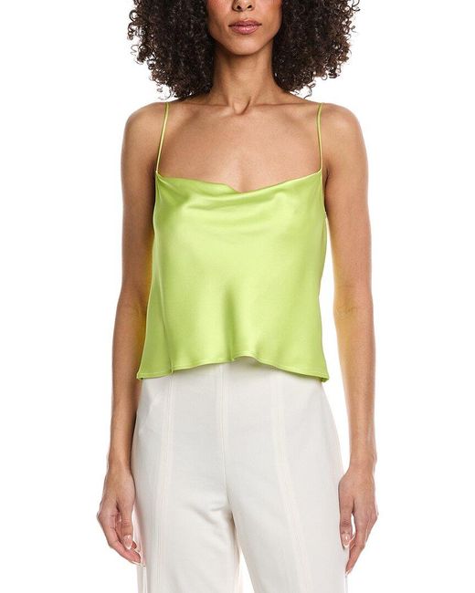 LAPOINTE Green Satin Bias Cami Shirt
