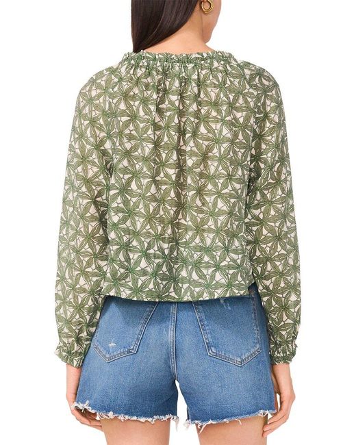 Vince Camuto Blue Long Sleeve V-Neck Button Down Blouse