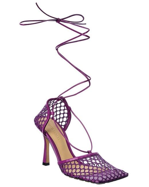 Bottega Veneta Purple Stretch Leather Ankle Wrap Sandal