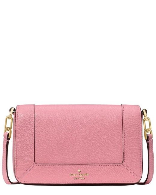 Kate Spade Pink Lena Mini Pebbled Leather Flap Crossbody