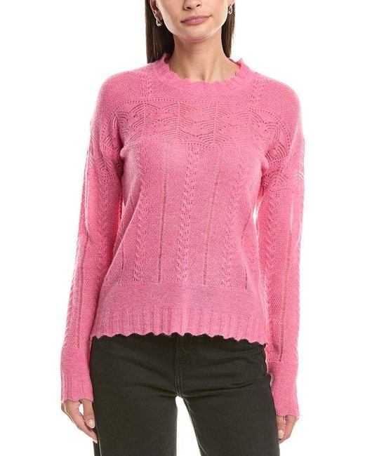 InCashmere Pink Pointelle Cashmere Sweater