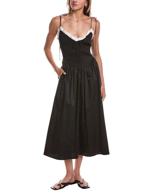 For Love & Lemons Black Bethany Midi Dress