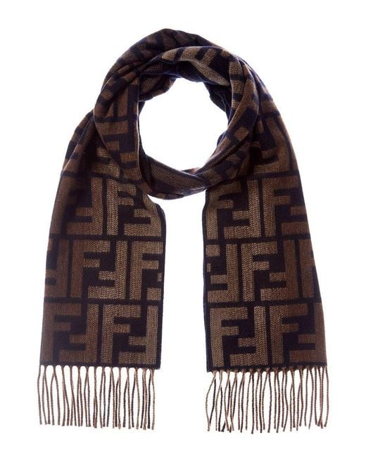 Fendi Purple Ff Logo Wool & Cashmere-Blend Scarf for men