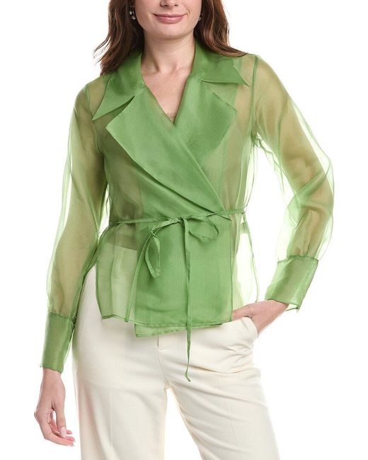 Rebecca Taylor Green Silk Organza Blouse