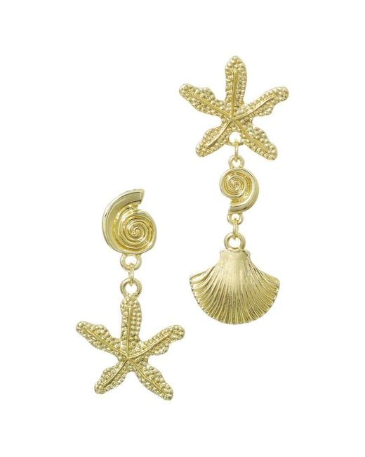 Adornia Metallic Starfish & Shell Drop Earrings
