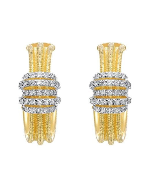 Genevive Jewelry Metallic Rachel Glauber 14K Plated Cz Hoop Earrings