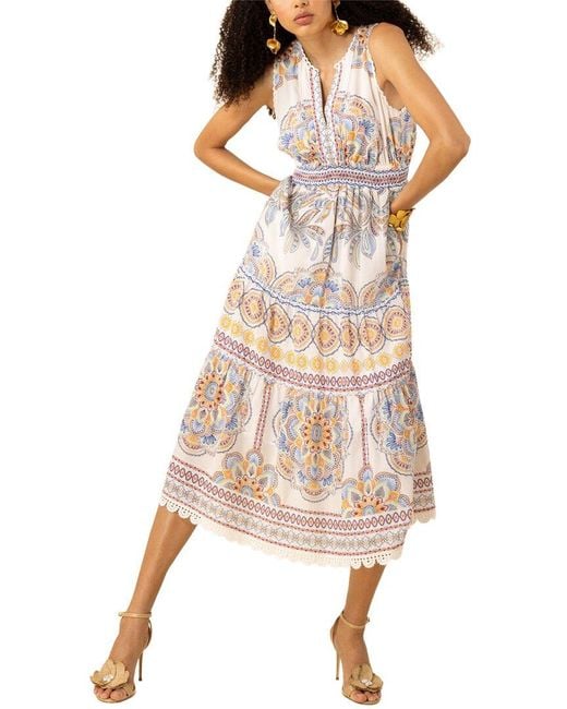 Hale Bob Natural Liv Linen-Blend Midi Dress