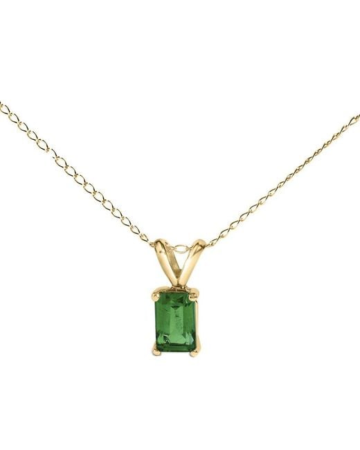 Haus of Brilliance Green Colorful Gemstones 14K 0.40 Ct. Tw. Emerald Pendant Necklace