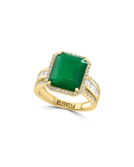 Effy Fine Jewelry Green 14K 5.30 Ct. Tw. Diamond & Onyx Ring