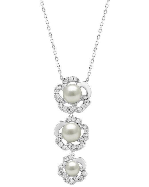 Ethos Creations White Brilliant Bloom 14K 0.33 Ct. Tw. Lab-Grown Diamond & Pearl Pendant