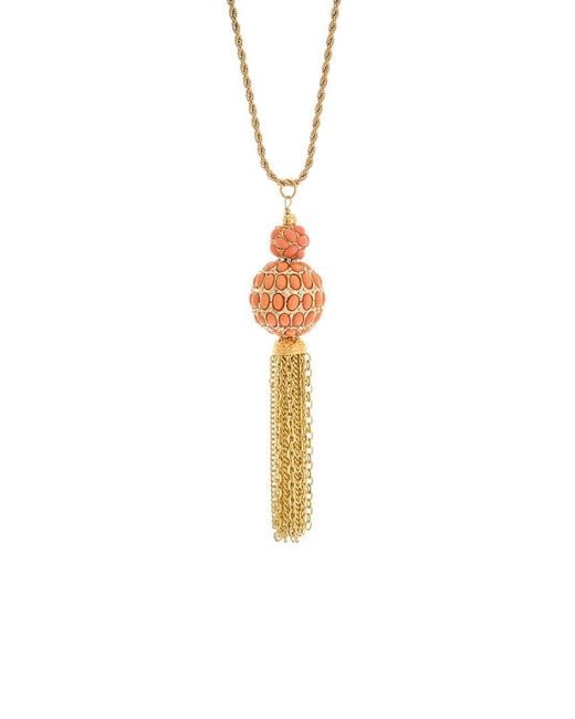 Kenneth Jay Lane White Plated Pendant Necklace