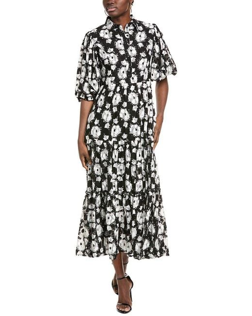 Gracia White Puff Sleeve A-Line Maxi Dress