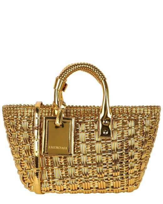 Balenciaga Metallic Bistro Xs Basket Top Handle Bag
