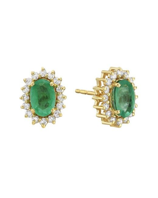 Forever Creations USA Inc. Green Forever Creations 14k 1.10 Ct. Tw. Diamond & Emerald Earrings