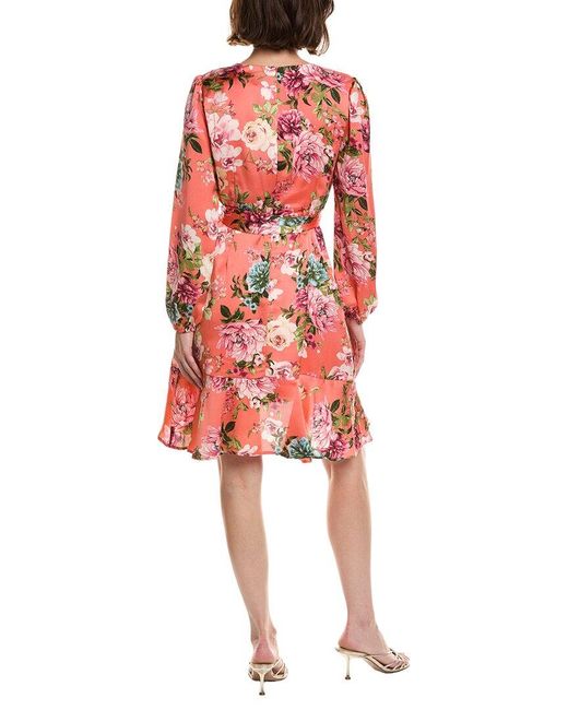 Tahari Red Printed Mini Dress