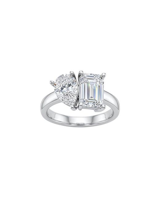 Lab Grown Diamonds White 14K 2.00 Ct. Tw. Lab-Grown Diamond & Lab-Grown Emerald 2 Stone Solitaire Ring