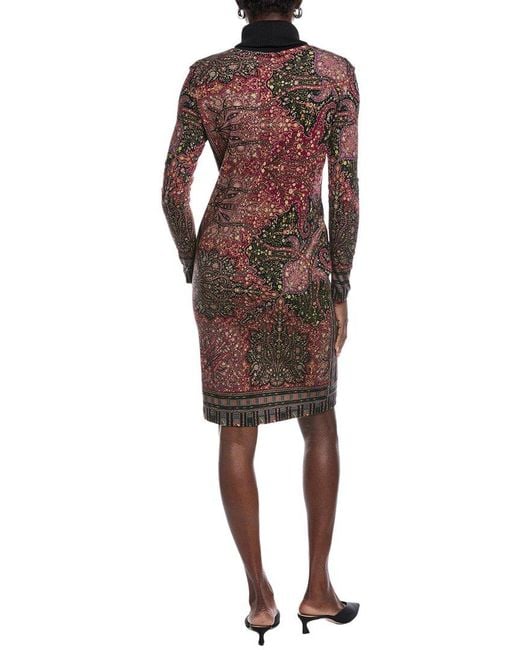 Etro Brown Turtleneck Wool Mini Dress