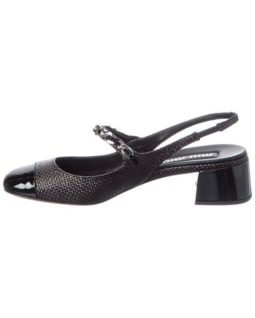 Miu Miu Black Logo Leather Slingback Pump