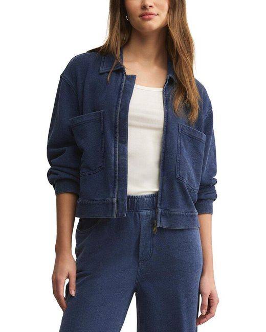 Z Supply Blue Heritage Knit Denim Jacket
