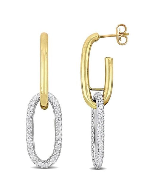 Rina Limor White 14k Two-tone 2.70 Ct. Tw. Diamond Oval Link Earrings