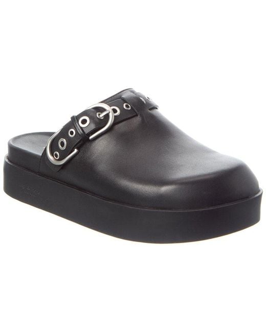 Rag & Bone Black Geo Buckle Leather Platform Mule