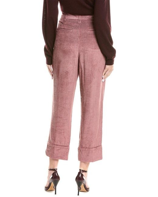 Brunello Cucinelli Red Linen-Blend Pant