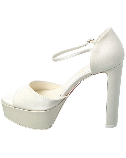 Christian Louboutin White Sandaloo 130 Satin Platform Sandal