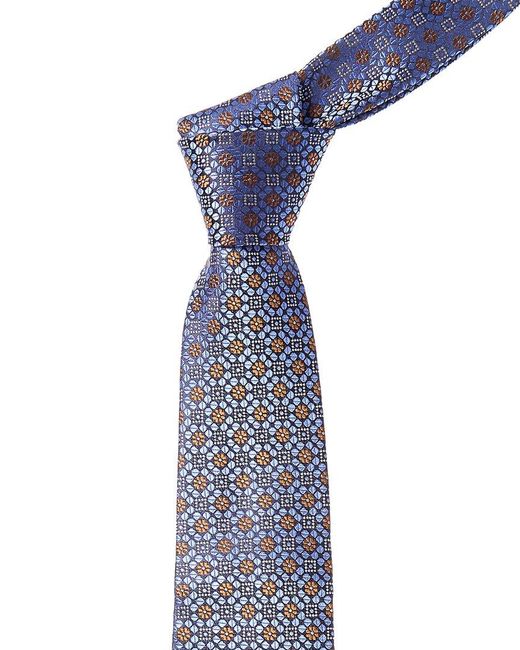 Canali Blue Floral Squares Silk Tie for men