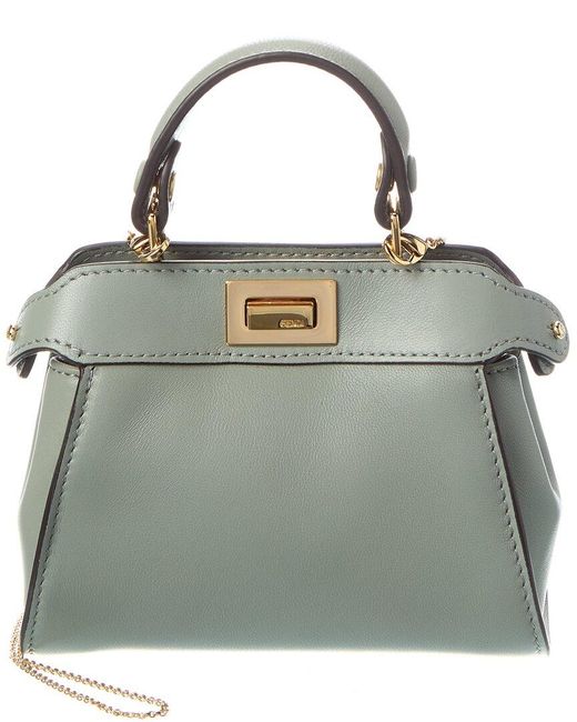 Fendi Green Nano Peekaboo Leather Clutch