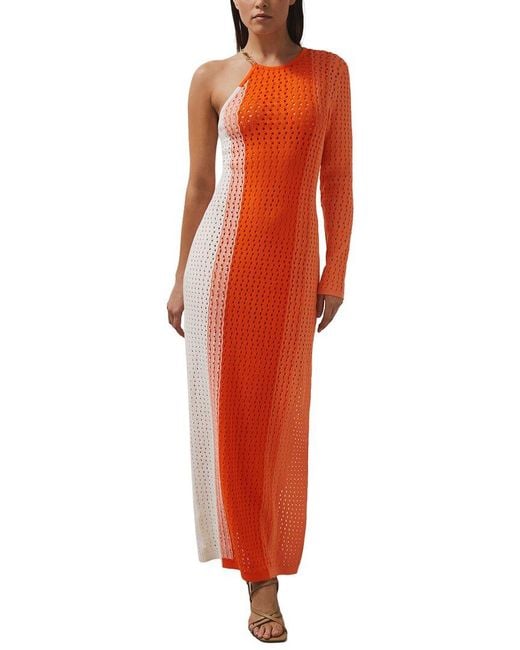 Reiss Red Rena One Sleeve Knitted Dress