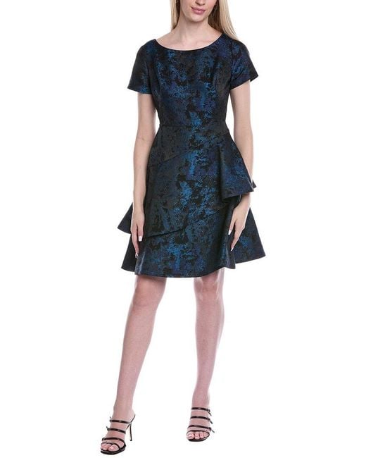 Shani Blue Jacquard Sheath Dress