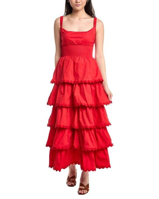 Sail To Sable Red Smocked Maxi Dress