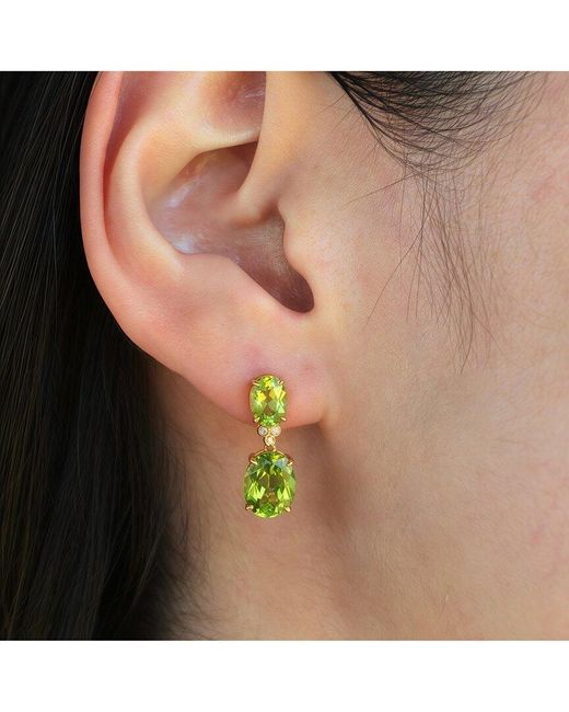 Kai Fine Jewelry Green 14K 6.03 Ct. Tw. Diamond & Peridot Drop Earrings