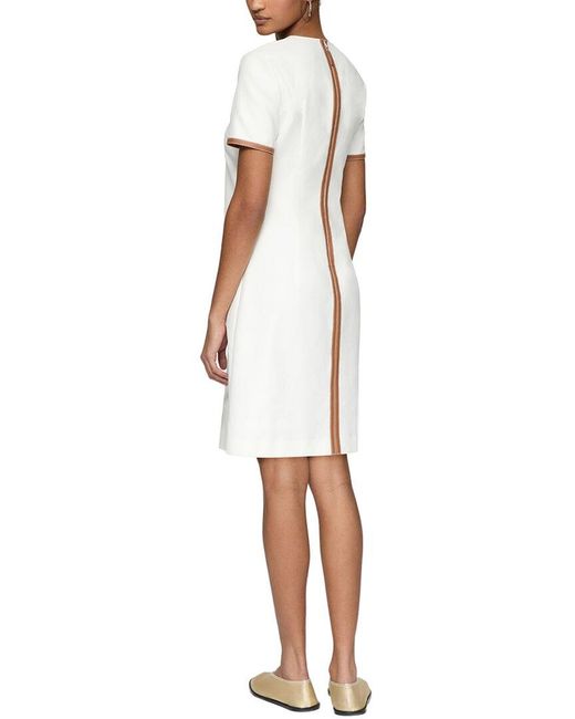Lafayette 148 New York White Short Sleeve A-Line Dress
