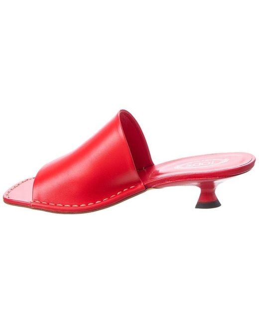 Tod's Red Leather Sandal