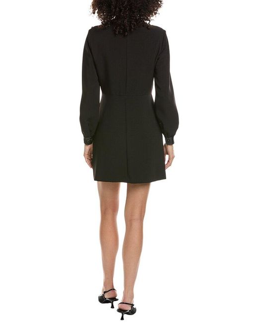 The Kooples Black Trend Leather-Trim Mini Dress