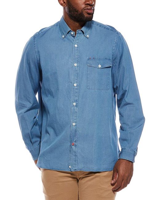 Isaia Blue Amalfi Sport Shirt for men