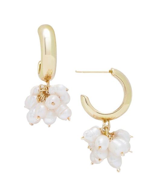 Saachi White 18k Plated 4-5mm Pearl Dangle Earrings