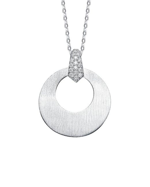 Genevive Jewelry White Silver Cz Pendant