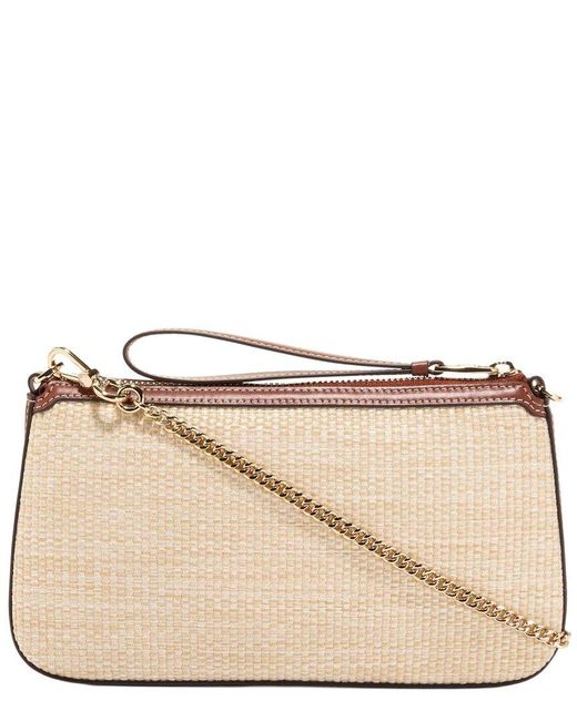 Cole Haan Brown Leighton Straw & Leather Clutch