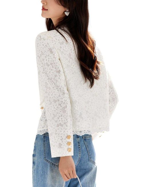 OUNIXUE White Blazer